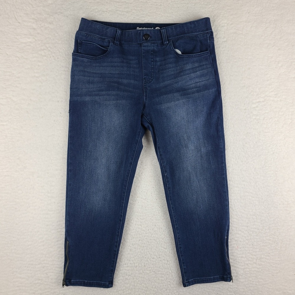 Betabrand Jeans Womens M Medium Petite Blue Crop Ankle Zip Dark Wash Denim